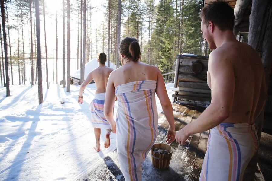 Arctic Tent Sauna Experience with Ice Swimming - The hot-cold rhythm at Rahajärvi camp