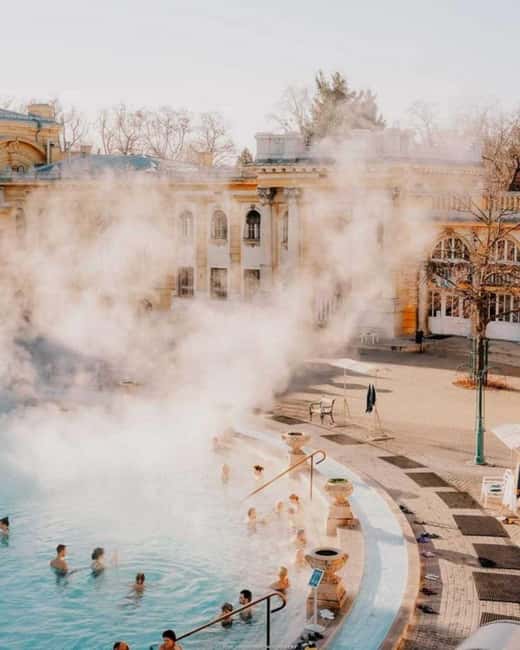 Budapest: Széchenyi Thermal Bath Entry with Private Transfer - The grand yellow entrance to Széchenyi