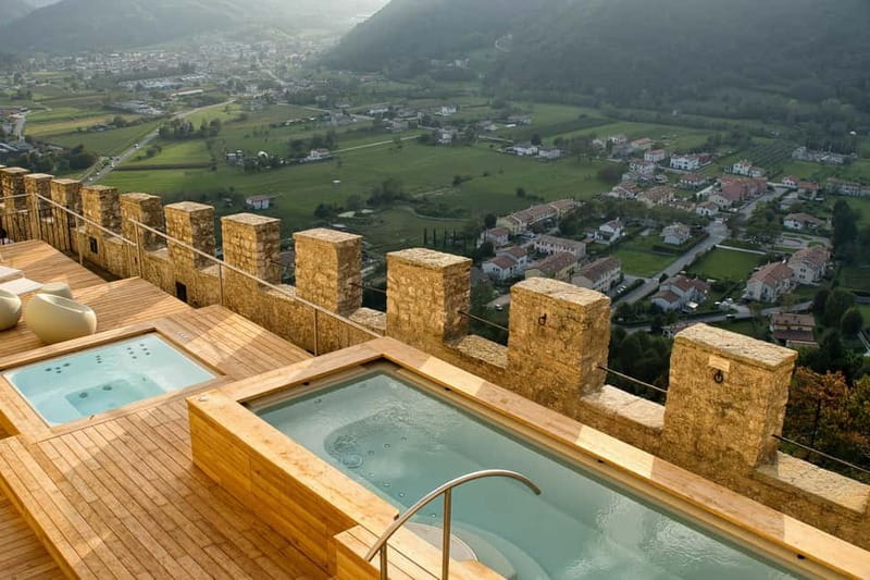 CastelBrando: Relax at a Spa inside an ancient castle - Parking below CastelBrando and the €2 ride uphill
