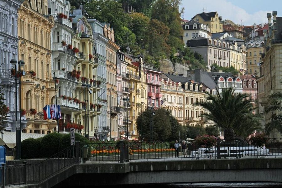 Daytrip from Prague to Karlovy Vary (Hot Springs Area) - Becherovka, film history, and church architecture