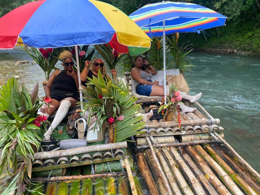 From Montego Bay: Bamboo Rafting & Limestone Massage Tour - Climbing aboard the 30-foot bamboo raft