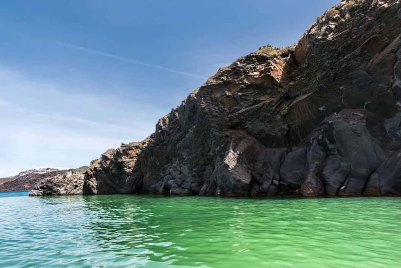 From Thera: Thirasia Cruise w/ Volcano Hike and Hot Springs - Nea Kameni and the optional crater walk