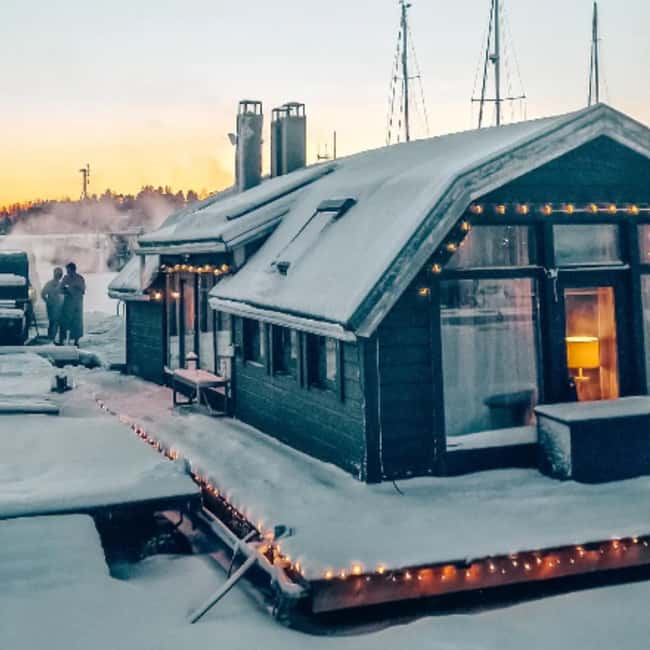 Helsinki: Rustic Traditional Floating Sauna Experience - Inside the boat: compact, social, and practical
