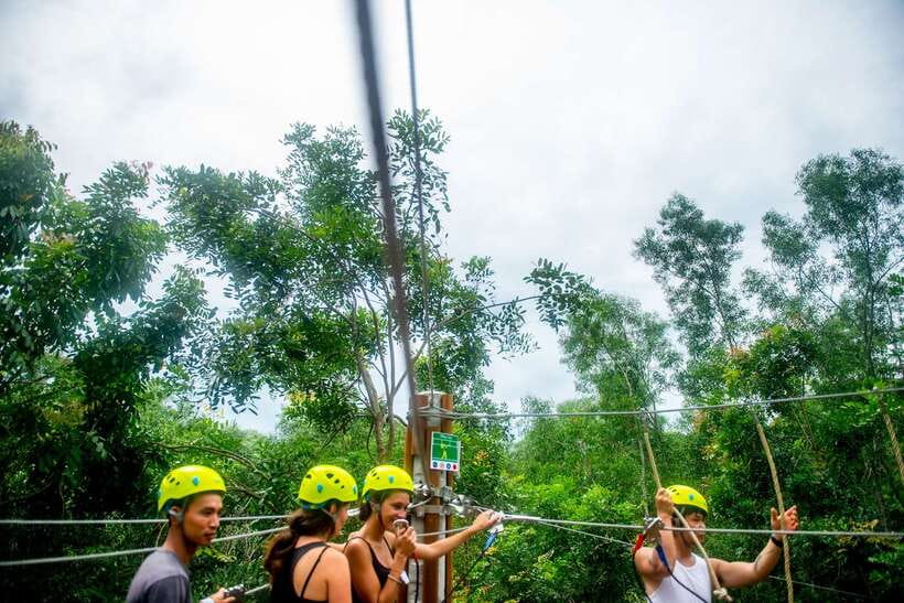 Hue: Full-day Nature’s Bliss From Hot Springs To Zip Line - Highwire obstacles with three levels of difficulty