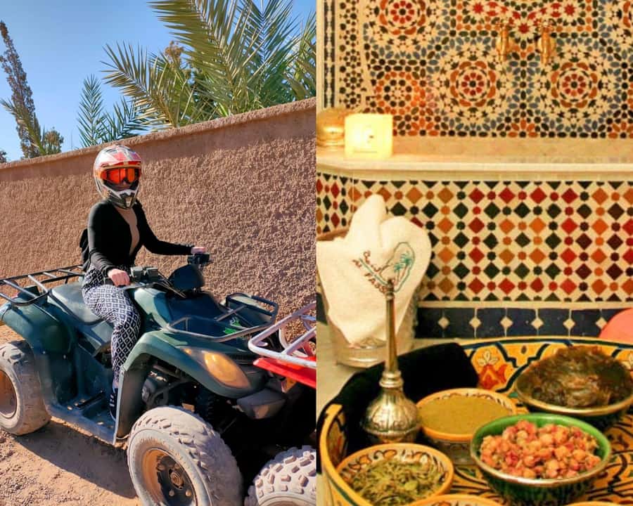 Marrakech: Palmeraie Quad Bike & Traditional Moroccan Spa - Riding among palms, rocks, and desert tracks