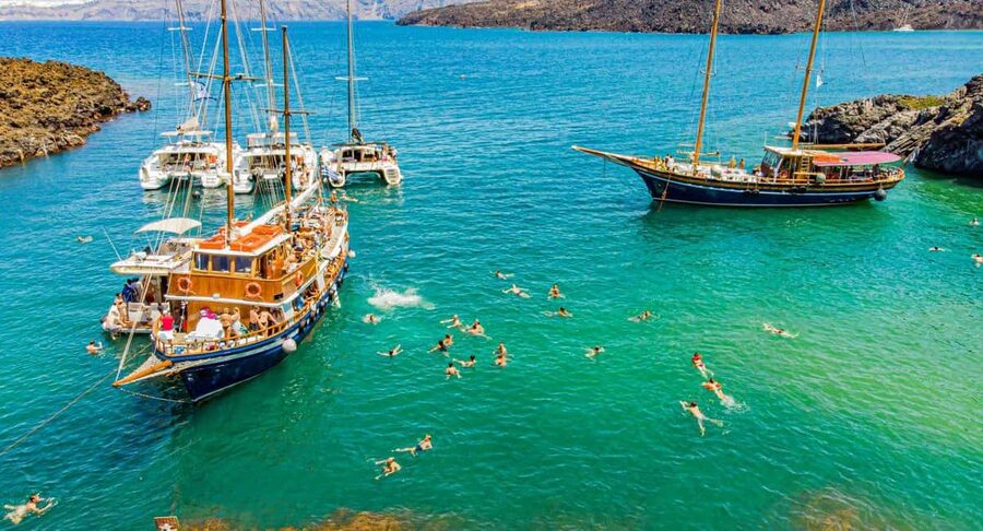 Santorini Volcano, Hot Springs Adventure - Why the boat is the right way to see Santorini
